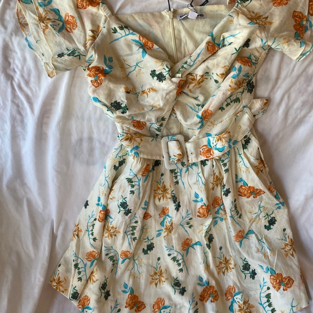 Solid and Stripe Dress with Belt